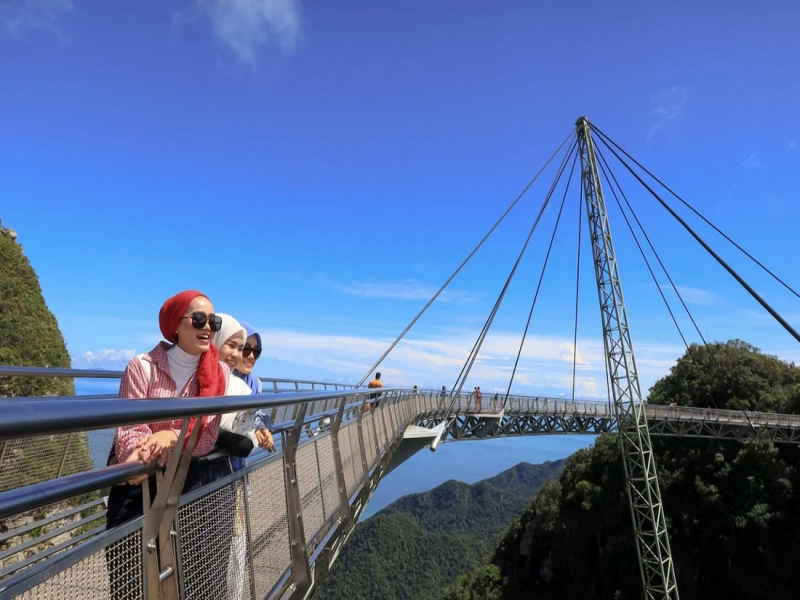 Tourists enjoying the view on Langkawi Skybridge